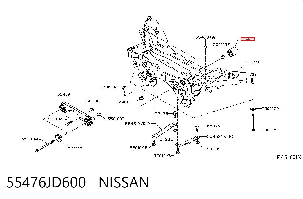 Сайлентблок заднего подрамника Nissan Qashqai I внедорожник (J10) (2006 - 2013) цена, от 10.41 USD
