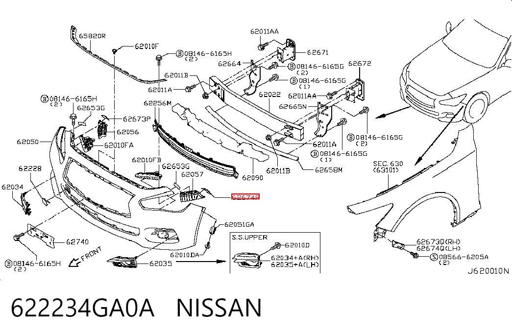 622234GA0A Nissan/Infiniti Левое крепление переднего бампера