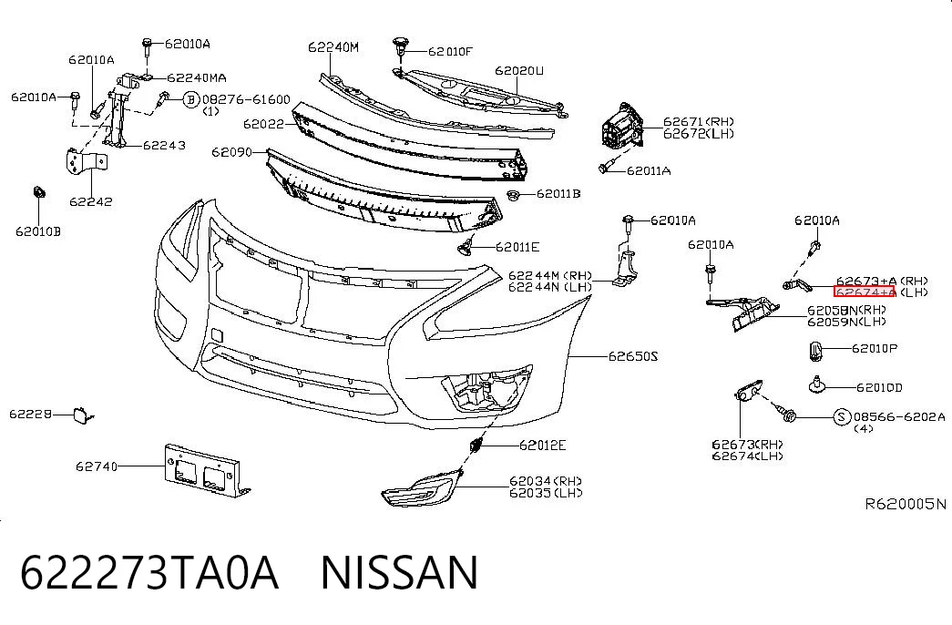 622273TA0A Nissan/Infiniti Левое крепление переднего бампера