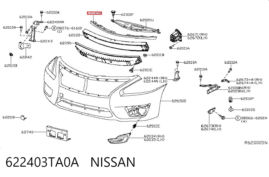 622403TA0A Nissan/Infiniti Кронштейн бампера заднего центральный