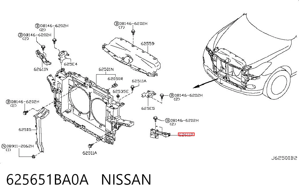 625651BA0A Nissan/Infiniti Крепление фары передней, левой