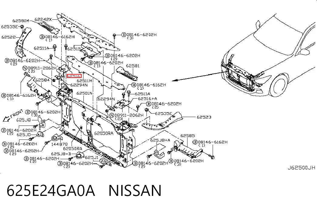 625E24GA0A Nissan/Infiniti Петля капота