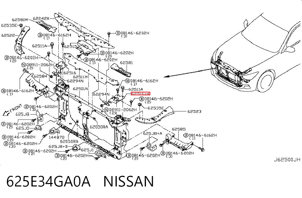 625E34GA0A Nissan/Infiniti Опора капота