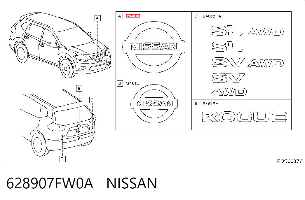 628907FW0A Nissan/Infiniti Эмблема решетки радиатора