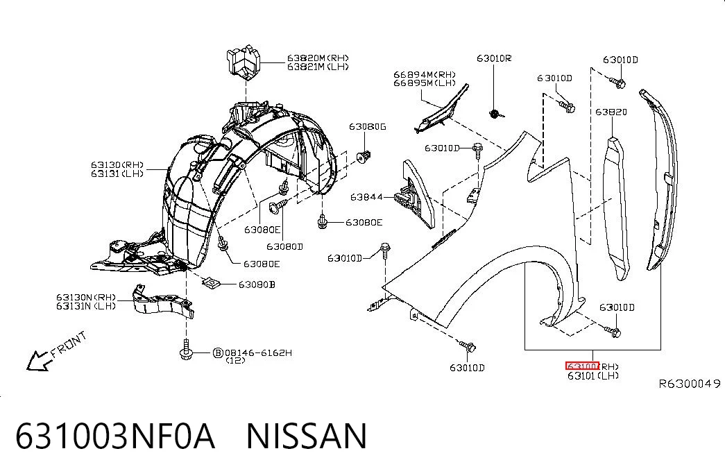 Переднее правое крыло на Nissan LEAF I ZE0U