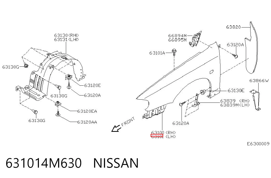 Переднее левое крыло на Nissan Almera II N16