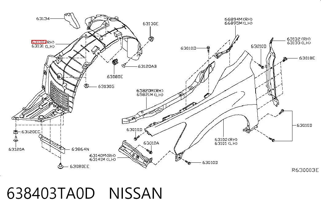 638403TA0D Nissan/Infiniti Подкрыльник переднего крыла, правый
