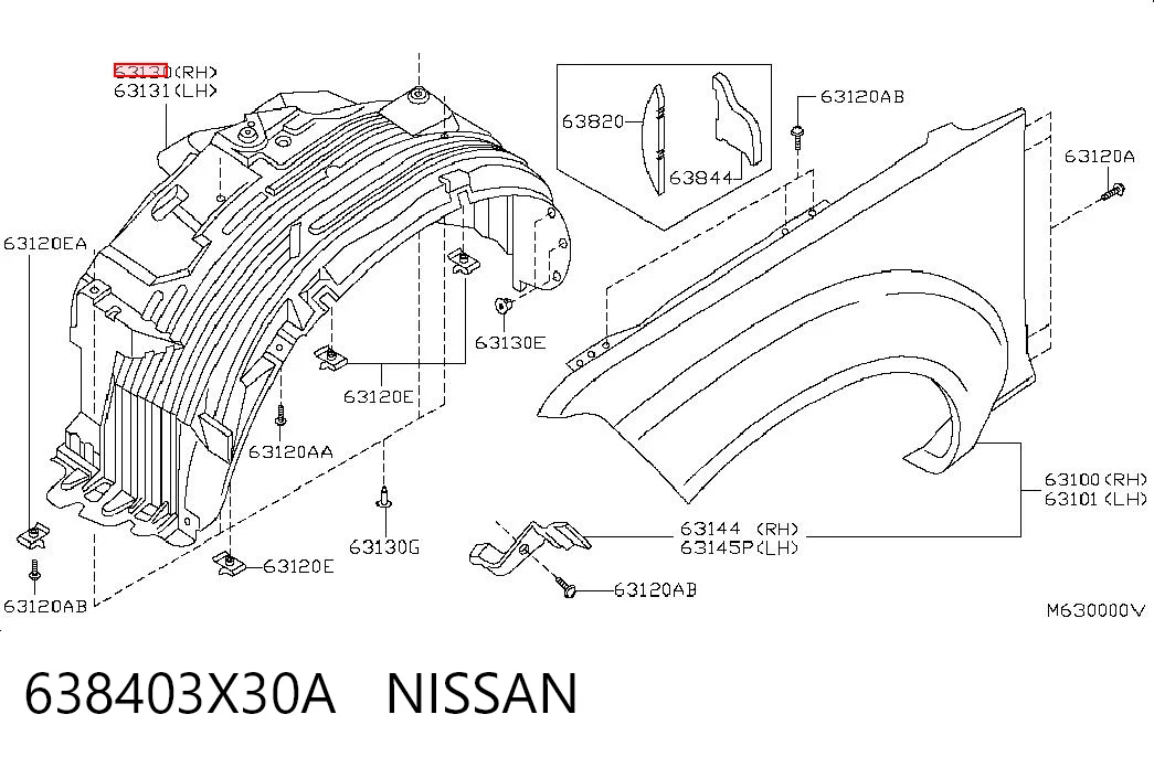 Подкрыльник переднего крыла, правый на Nissan Navara NP300 III D40