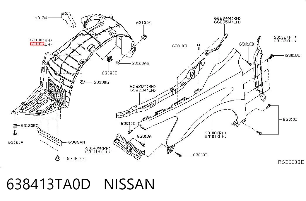 638413TA0D Nissan/Infiniti Подкрылок крыла переднего левый