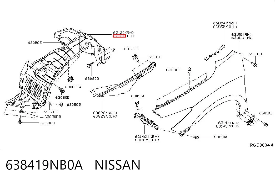 638419NB0A Nissan/Infiniti Подкрылок крыла переднего левый
