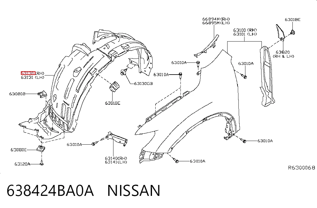 Правый подкрылок переднего крыла Nissan X-Trail внедорожник (T32) (2014 - 2026) цена, от 27.35 USD
