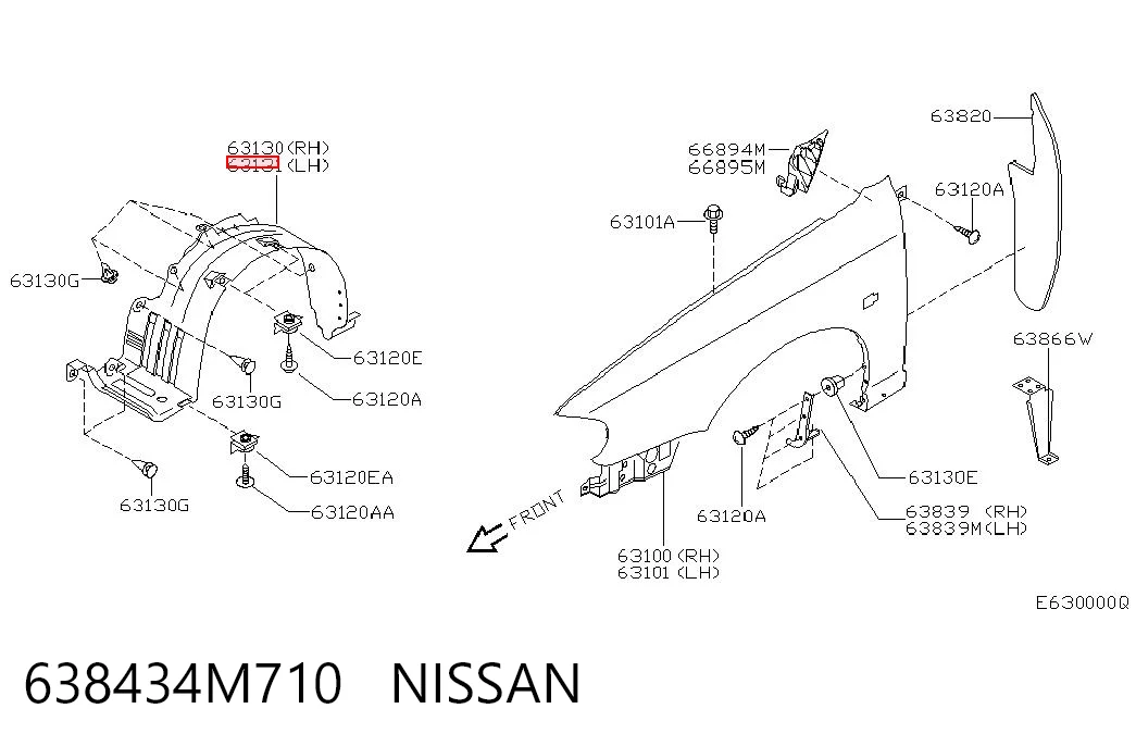 Подкрылок передний левый на Nissan Almera II N16