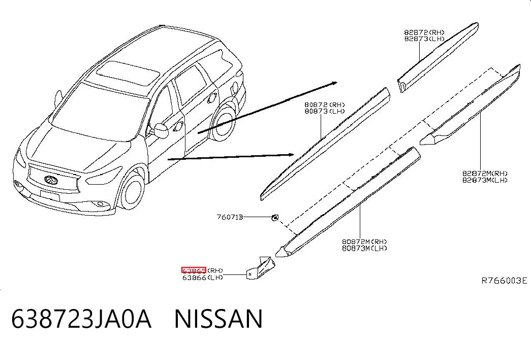 638723JA0A Nissan/Infiniti Молдинг крыла переднего правого