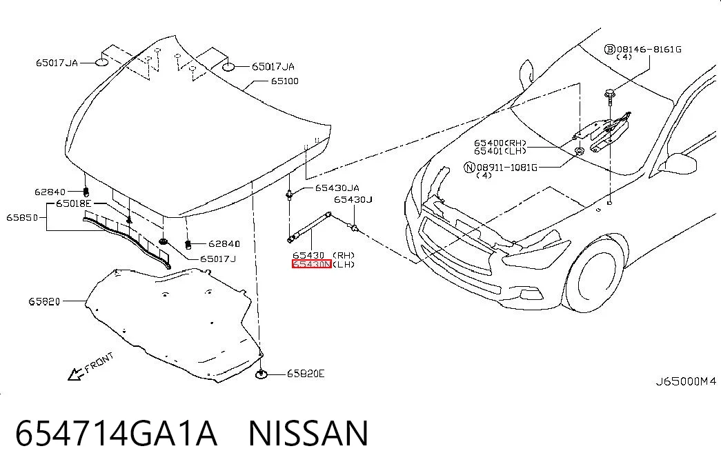 S654714GA1A Sensen Амортизатор капота левый