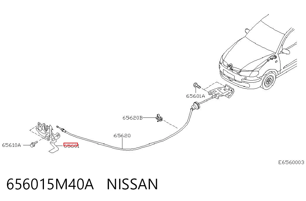 Запор капота (замок и привод замка капота) на Nissan Almera II N16