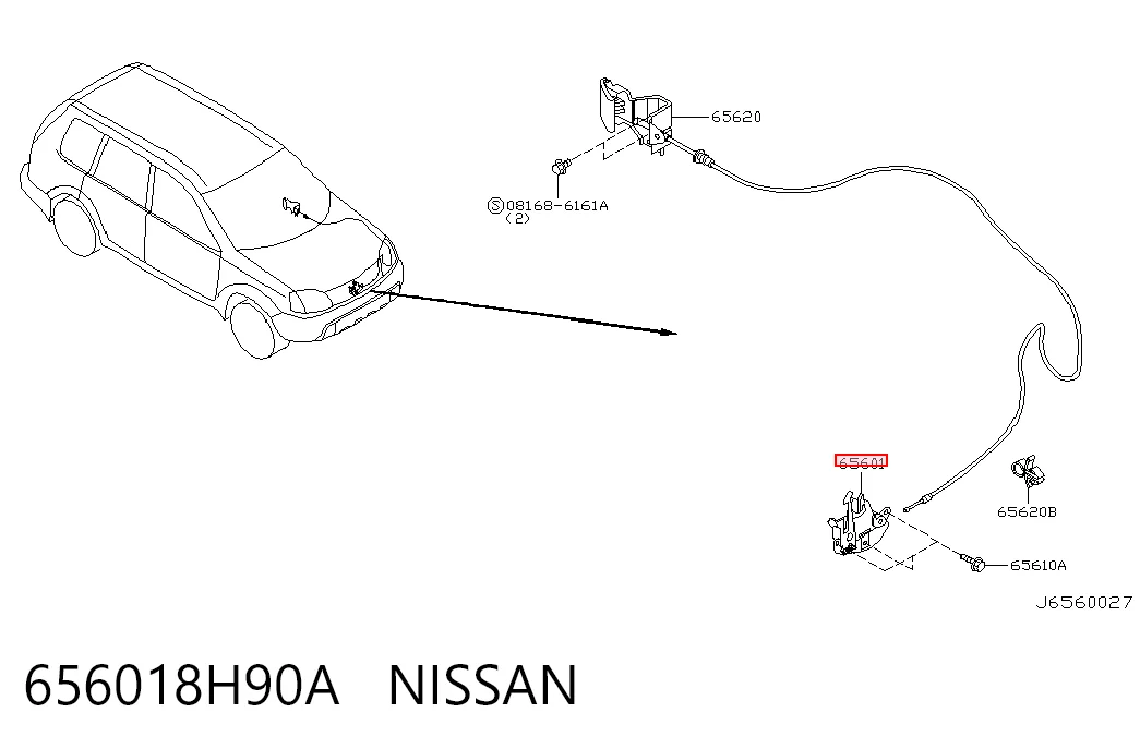 Запор капота (замок и привод замка капота) на Nissan X-Trail  T30