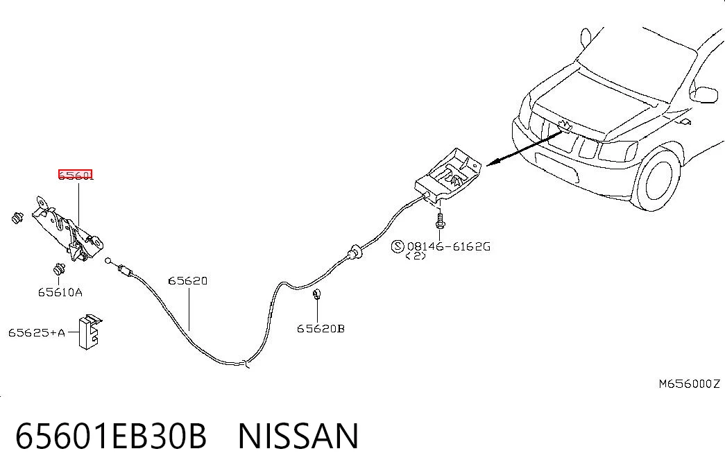 Запор капота (замок и привод замка капота) на Nissan Navara NP300 III D40