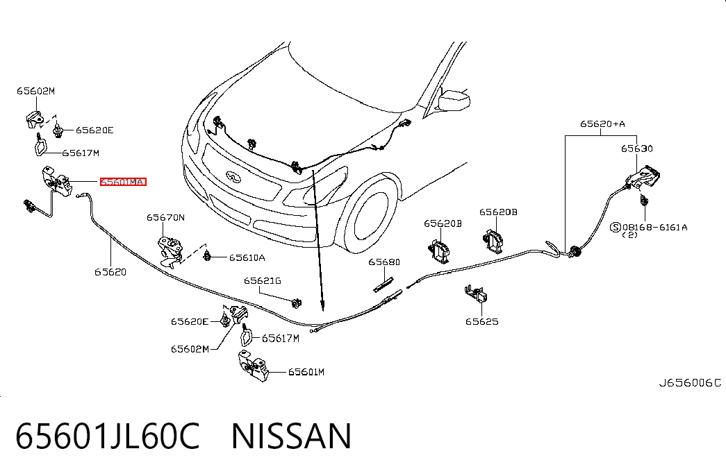 65601JL60C Nissan/Infiniti Замок капота правый
