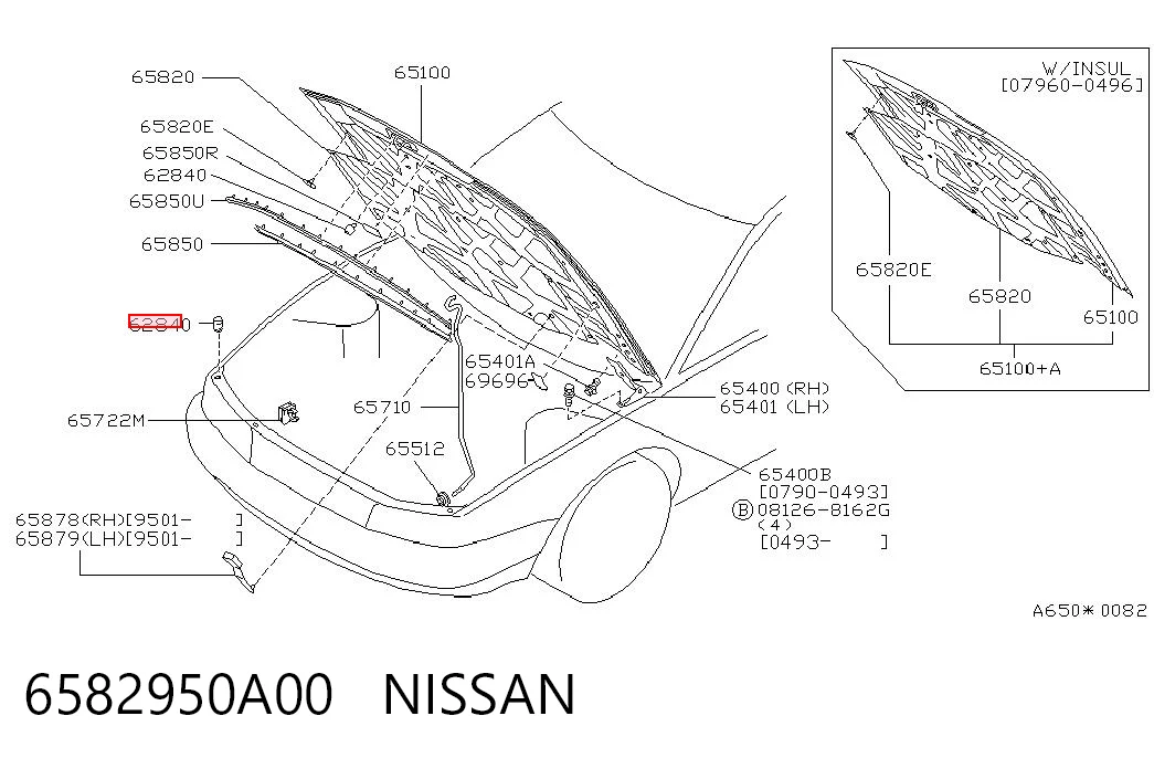 6582950A00 Nissan/Infiniti Буфер/отбойник капота