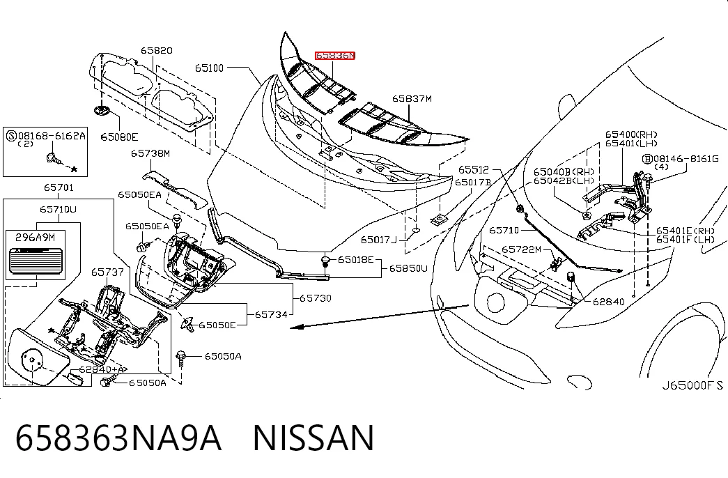 Сабля капота Nissan LEAF I хэтчбек (ZE0) (2010 - 2012) цена, от 11.56 USD