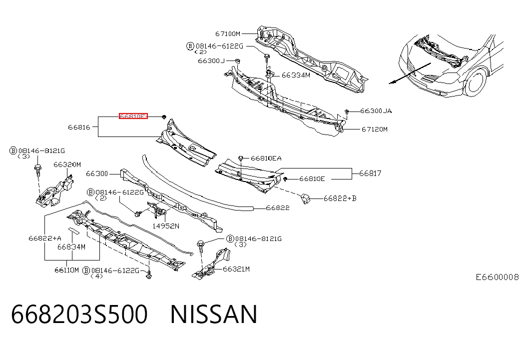 668203S500 Nissan/Infiniti Автостекло