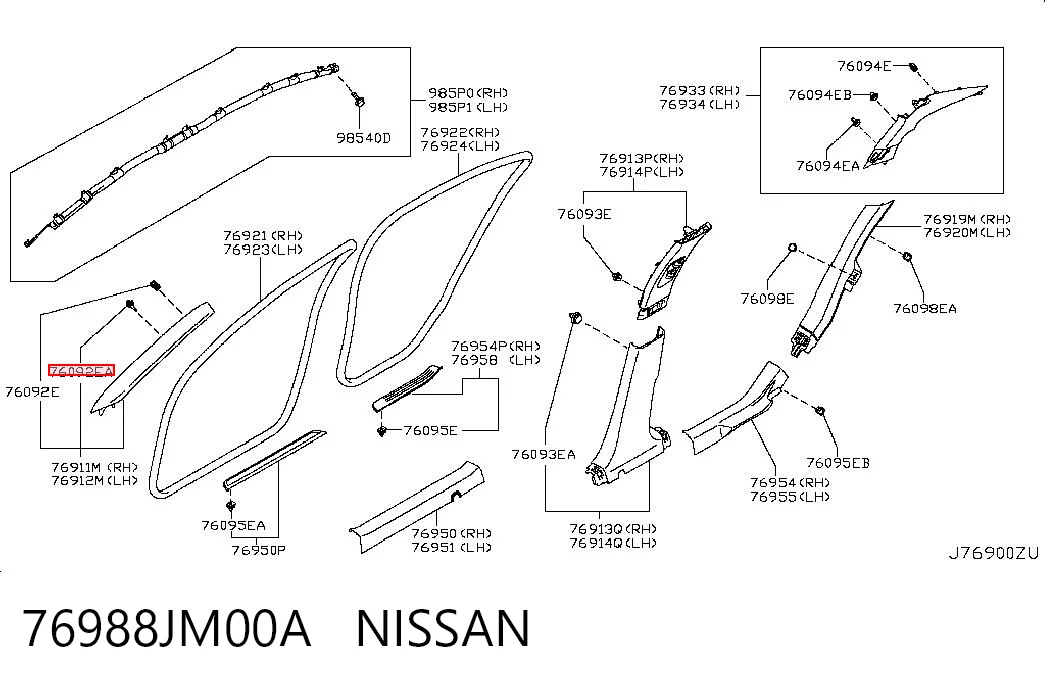 76988JM00A Nissan/Infiniti Пистон (клип) крепления обшивки двери