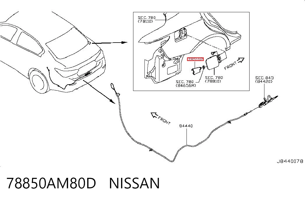78850AM80D Nissan/Infiniti Замок открывания лючка бензобака