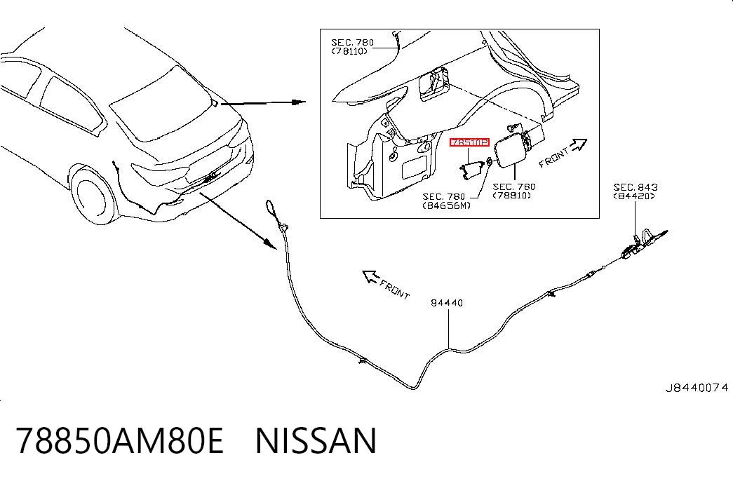 78850AM80E Nissan/Infiniti Замок открывания лючка бензобака