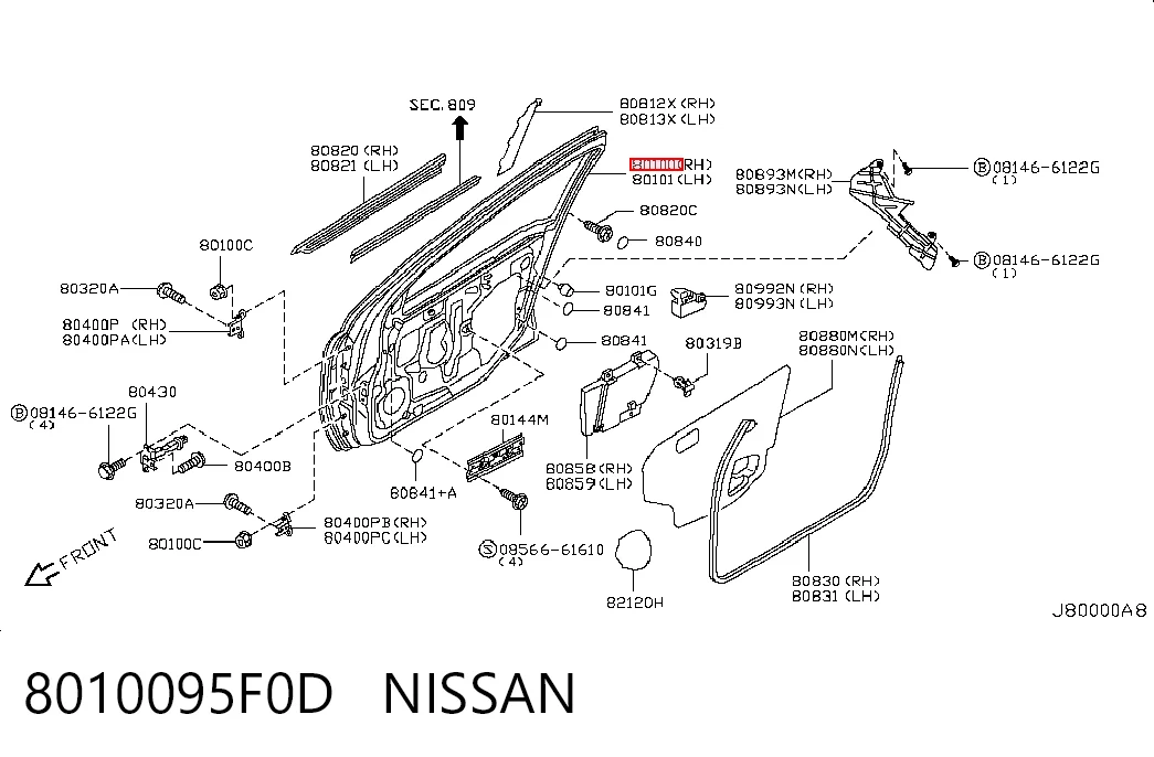 Дверь передняя правая Nissan Almera CLASSIC седан (B10RS) (2006 - 2012) цена, от 216.65 USD