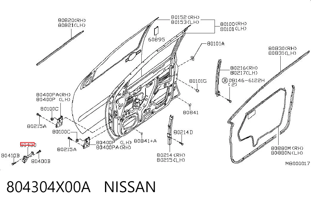 804304X00A Nissan/Infiniti Ограничитель открывания двери