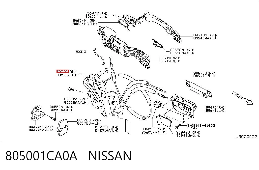 805001CA0A Nissan/Infiniti Внутренний дверной замок