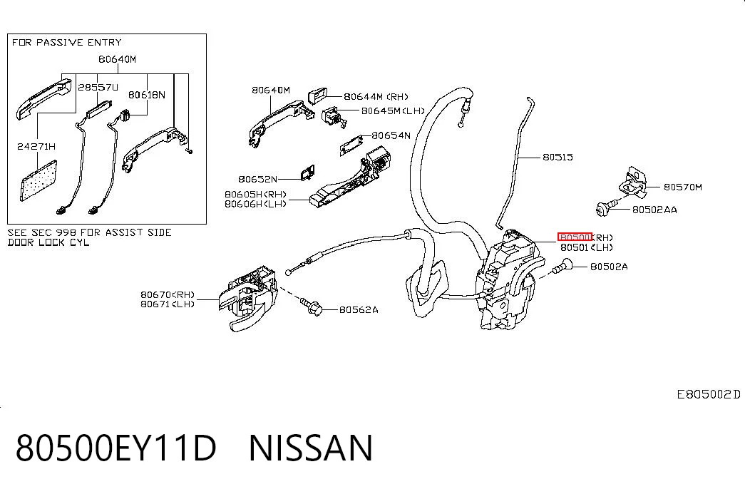 Внутренний дверной замок на Nissan Qashqai I J10
