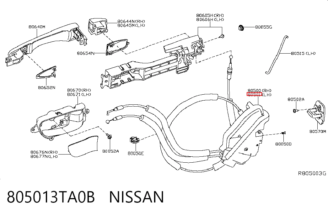 805013TA0B Nissan/Infiniti Замок двери водителя
