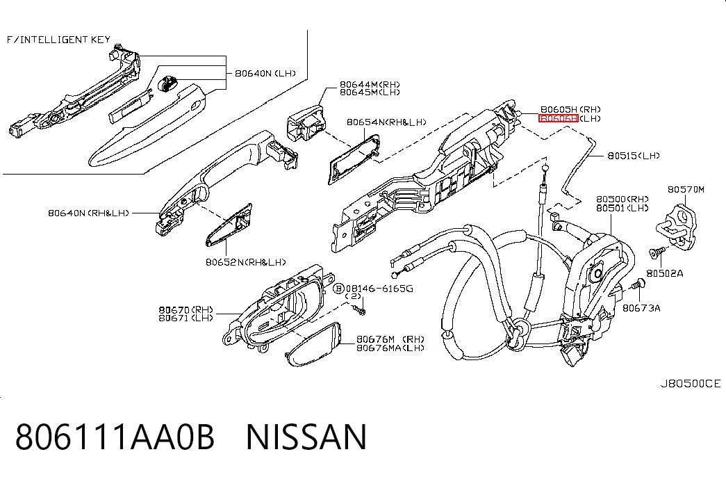 806111AA0B Nissan/Infiniti Держатель наружной ручки двери передней левой