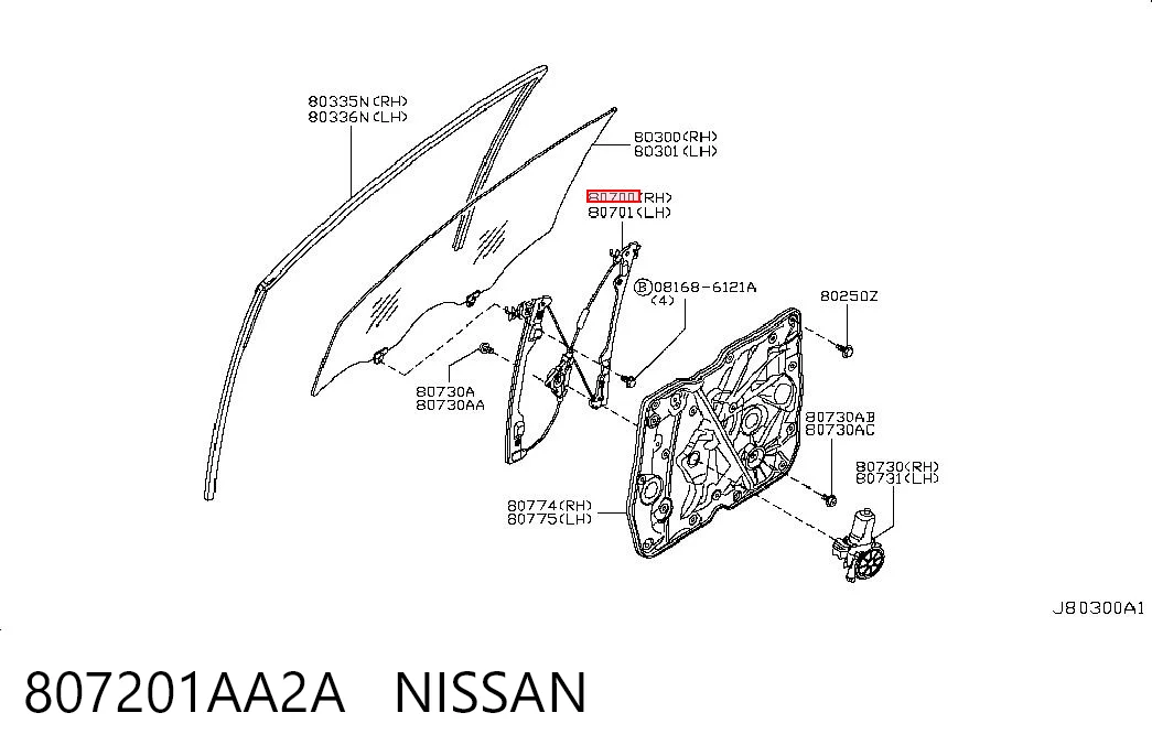 807201AA2A Nissan/Infiniti Механизм подъема стекол