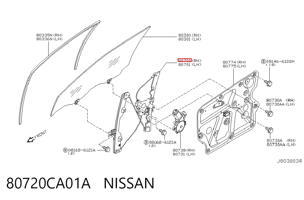Стеклоподъемник передней правой двери Nissan Murano внедорожник (Z50) (2002 - 2007) цена, от 36.76 USD