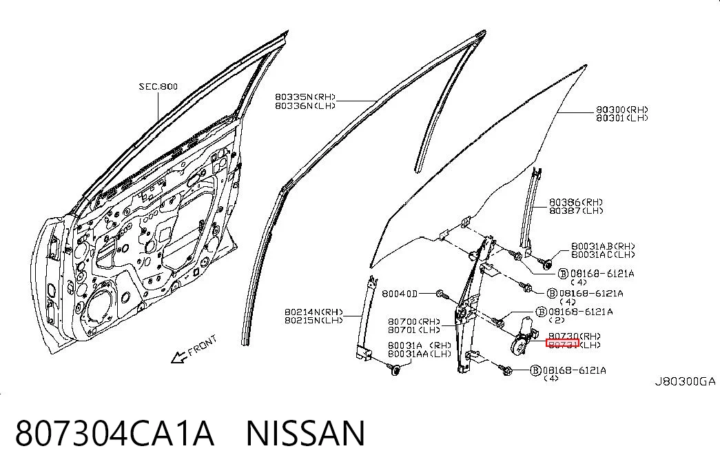 807304CA1A Nissan/Infiniti Мотор стеклоподъемника двери передней, левой