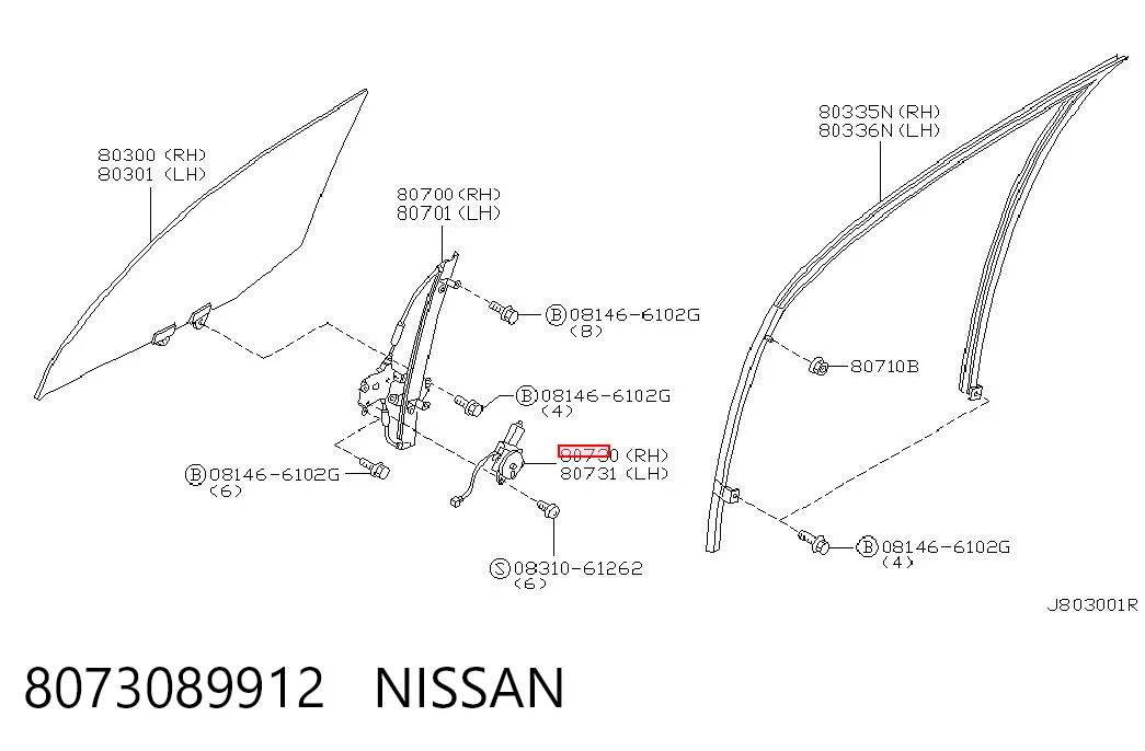 8073089912 Nissan/Infiniti Мотор стеклоподъемника двери передней правой