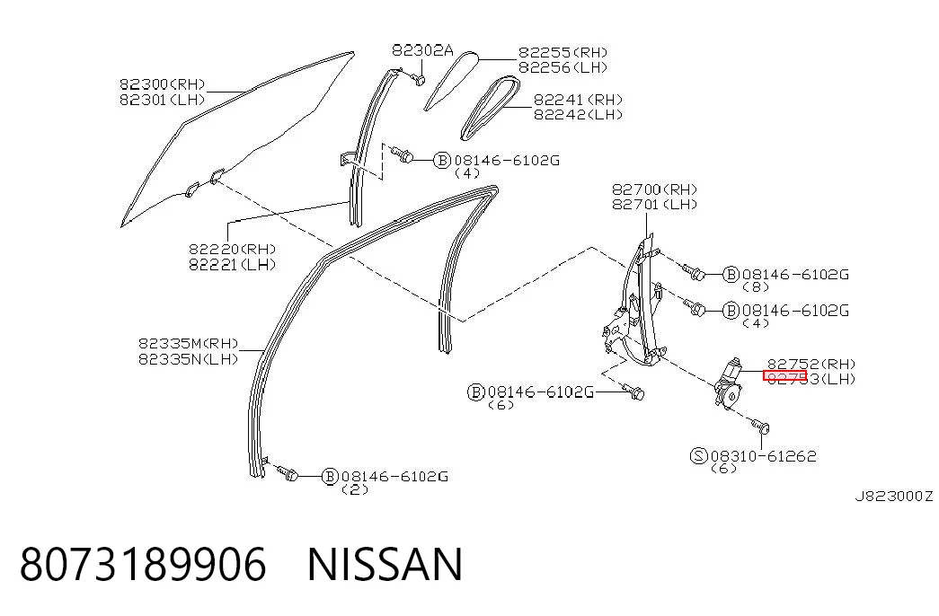 8073189906 Nissan/Infiniti Мотор стеклоподъемника двери задней, левой