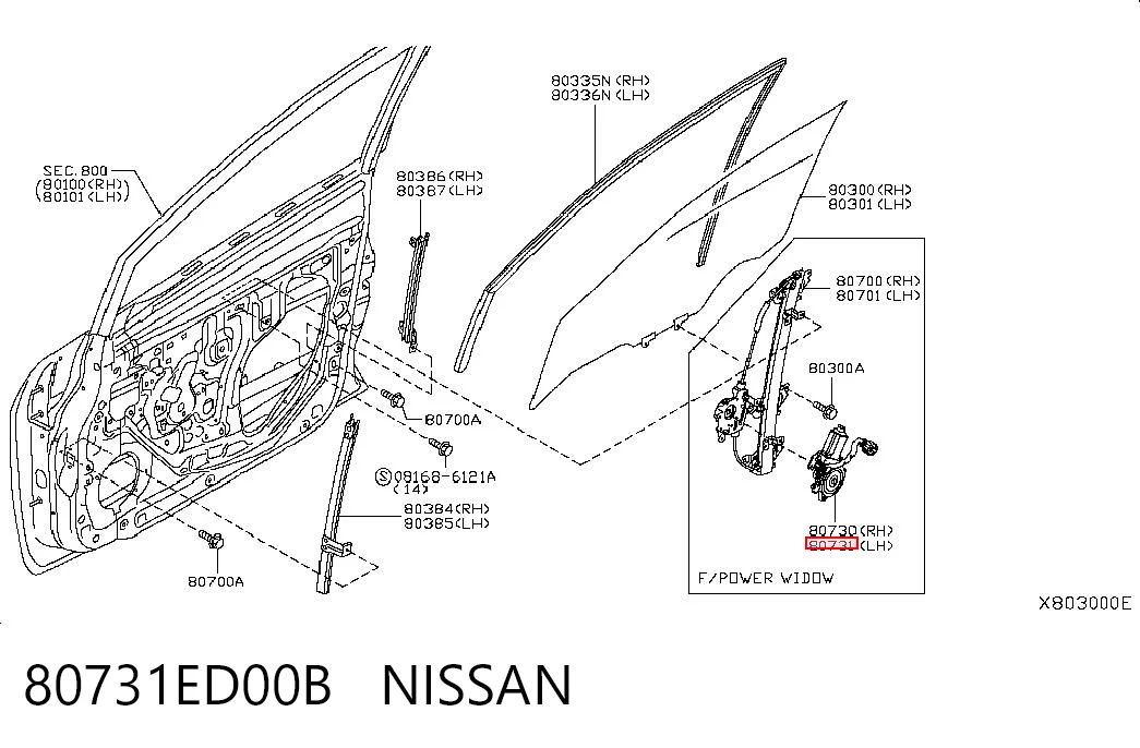 80731ED00B Nissan/Infiniti Мотор стеклоподъемника двери передней, левой