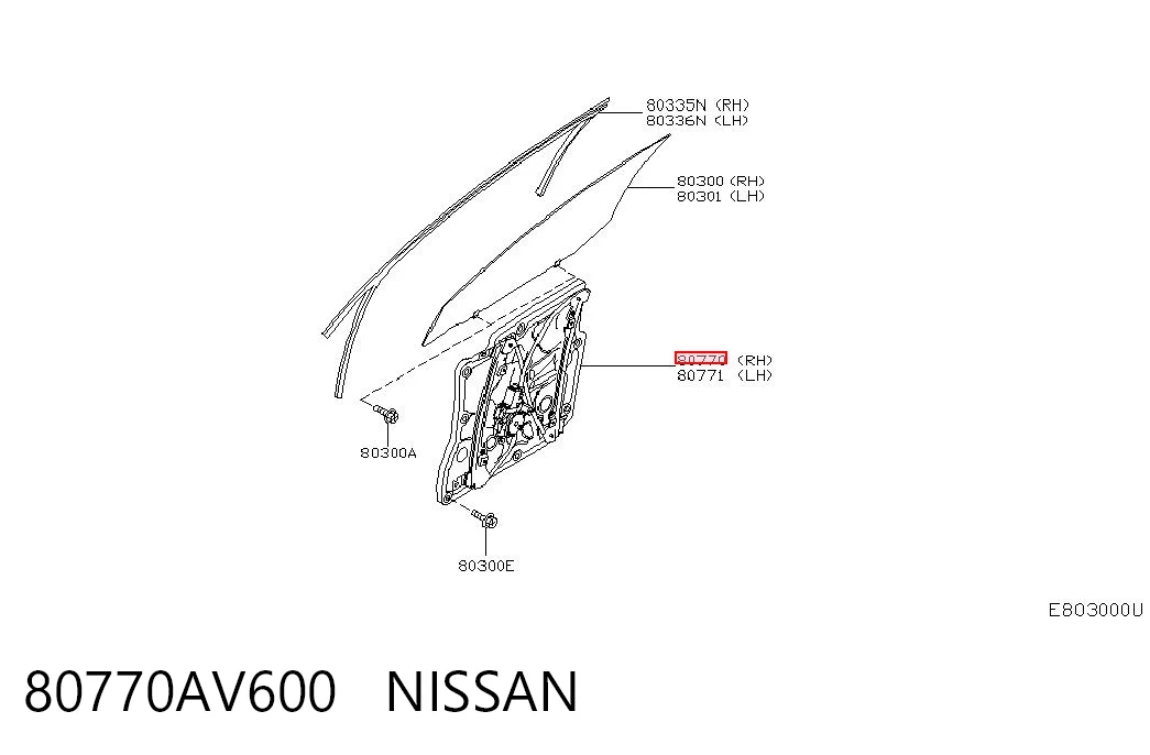 Механизм подъема стекол на Nissan Primera  P12
