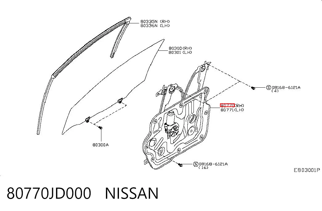 Механизм подъема стекол на Nissan Qashqai +2 I J10
