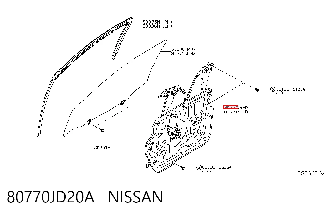 Стеклоподъемник передней правой двери Nissan Qashqai +2 I внедорожник (J10) (2007 - 2014) цена, от 22.81 USD