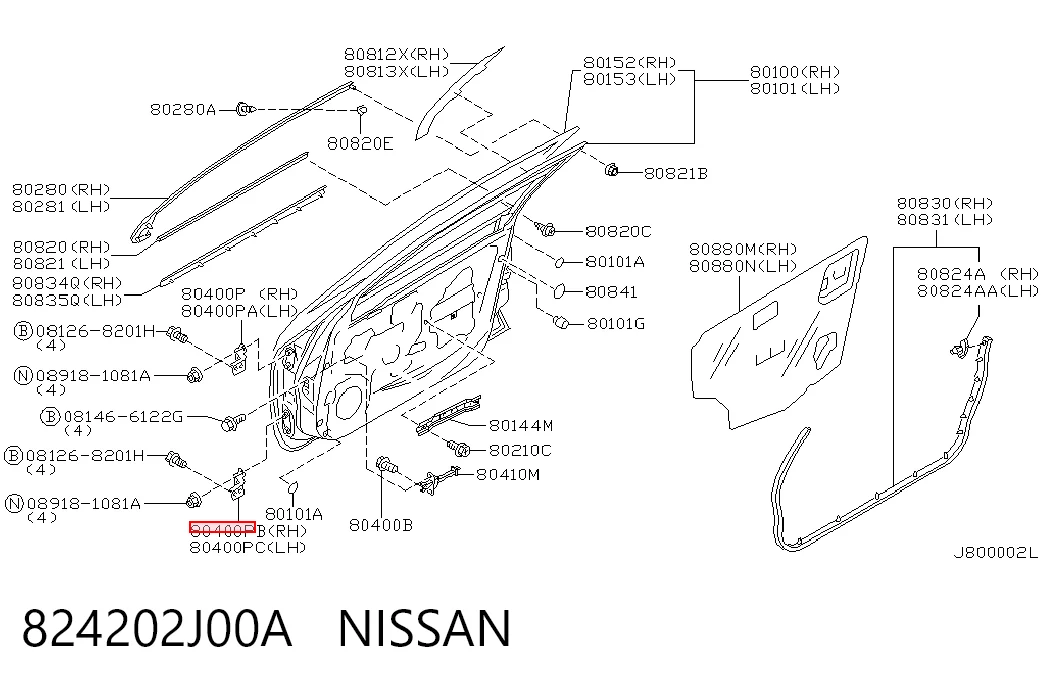 824202J00A Nissan/Infiniti Петля передней двери левая