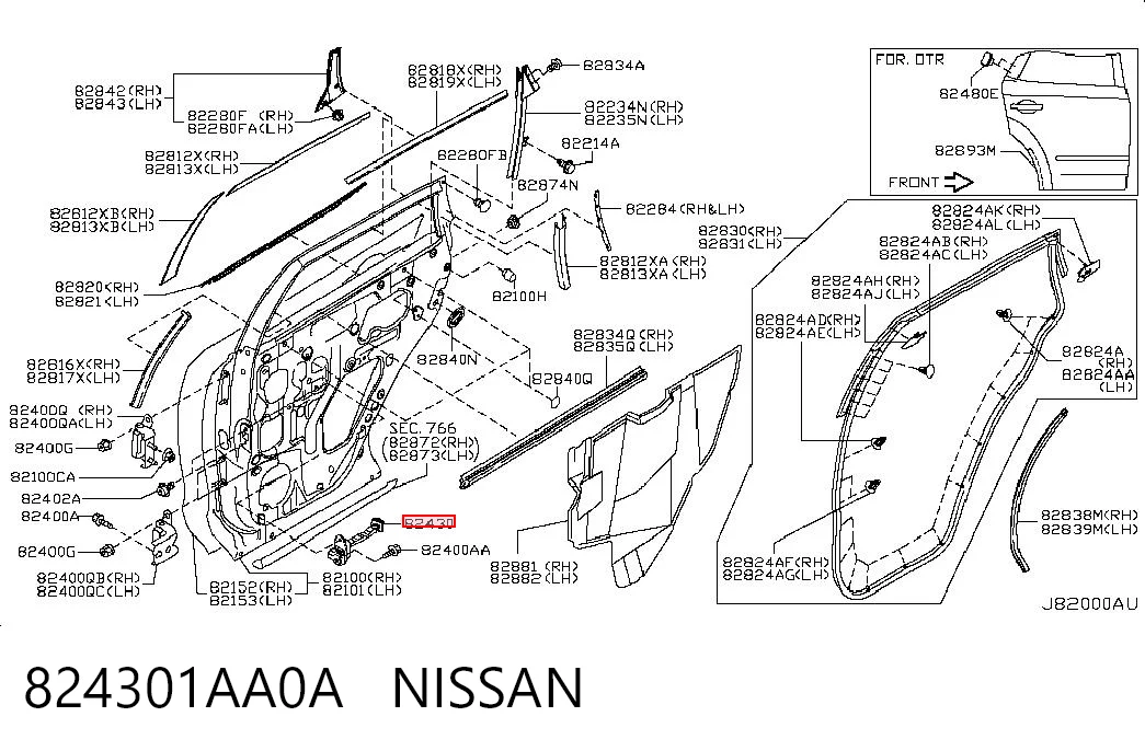 824301AA0A Nissan/Infiniti Ограничитель двери, задний
