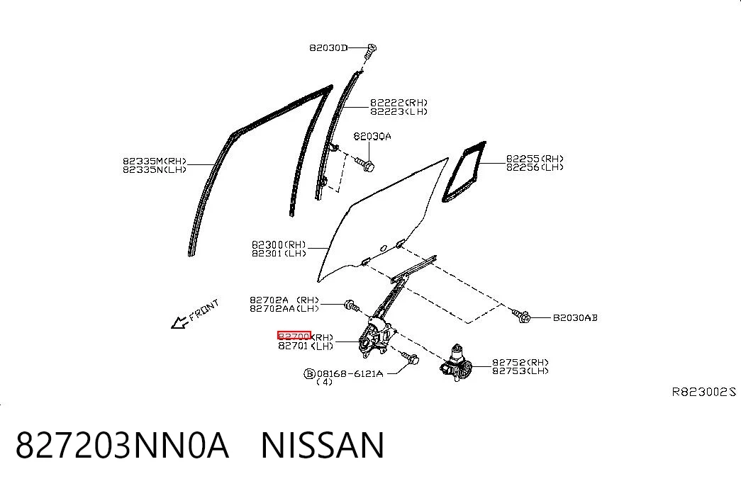 827203NN0A Nissan/Infiniti  Механизм стеклоподъемника правой задней двери