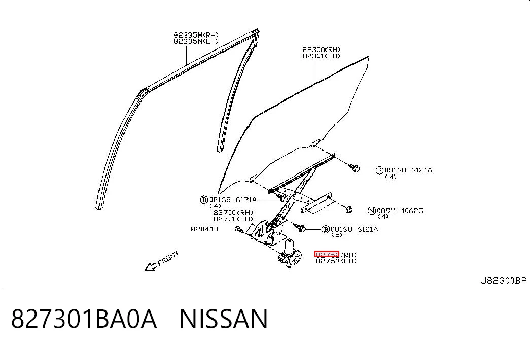 827301BA0A Nissan/Infiniti Мотор стеклоподъемника двери задней, правой