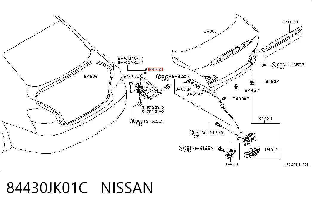 84430JK01C Nissan/Infiniti Амортизатор крышки багажника