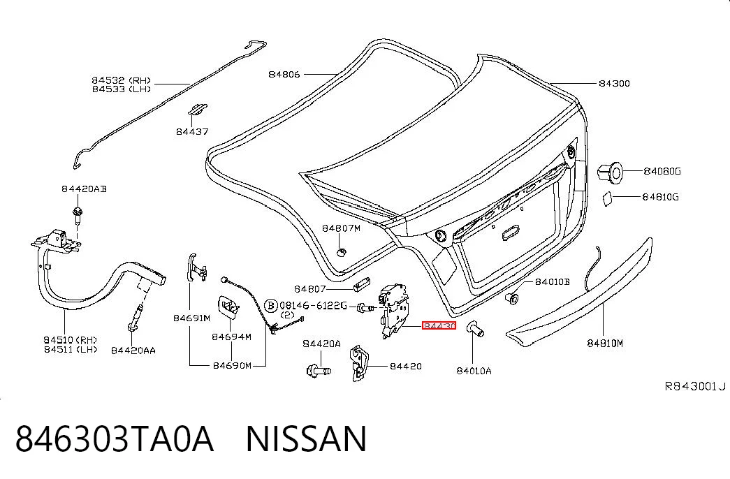 846303TA0A Nissan/Infiniti Замок пятой двери