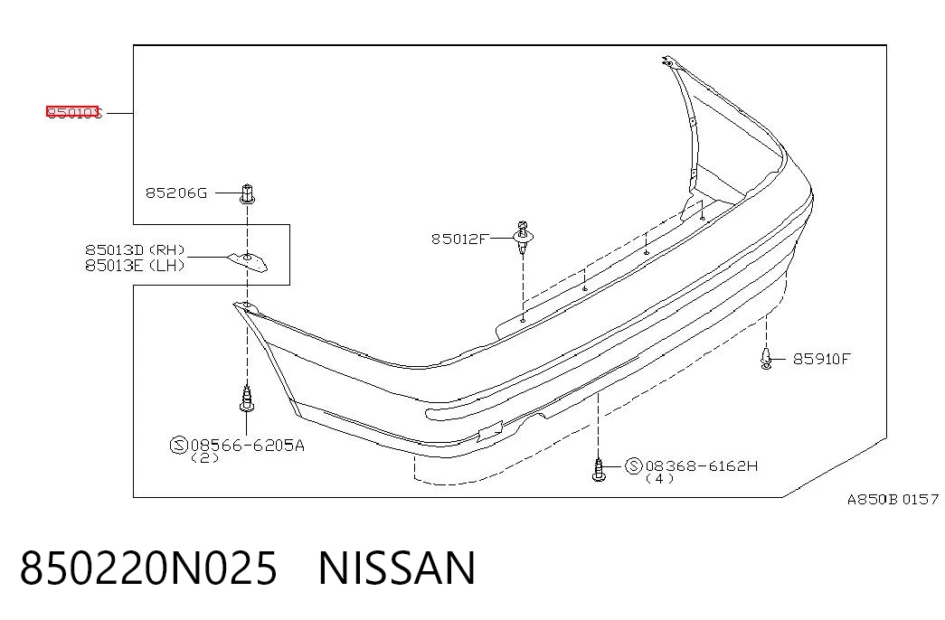 Задний бампер на Nissan Almera I N15